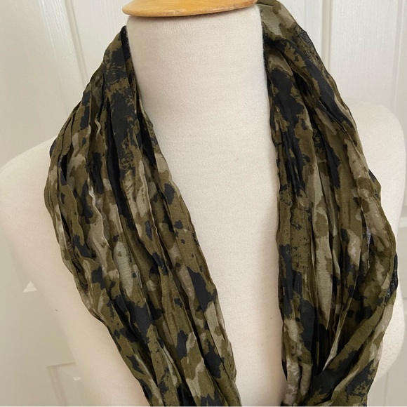 Camo Pleated Scarf in Dark Greens + Black - Picture 7 of 11